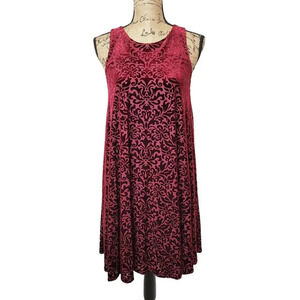 ADRIENNE VITTADINI Women's Velvet Sleeveless Swing Dress Size Small Burgundy